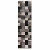 World Rug Gallery Modern Geometric Boxes Design Non Shedding Soft Area Rug 2' x 7' Black 399BLACK2x7